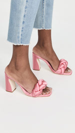 Loeffler Randall Women's Freya Curved Heel Mules with Braid, Bubblegum, Pink, 6.5 Medium US