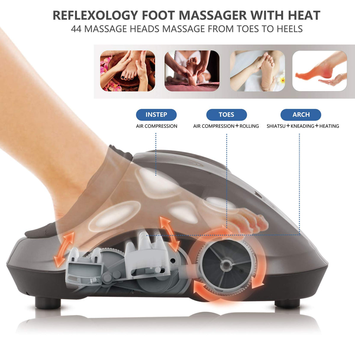 FIT KING Foot Massager Machine with Remote Deep Kneading and Shiatsu Foot Massage with Heat for Plantar Fasciitis and Tired Muscles FT-001FR