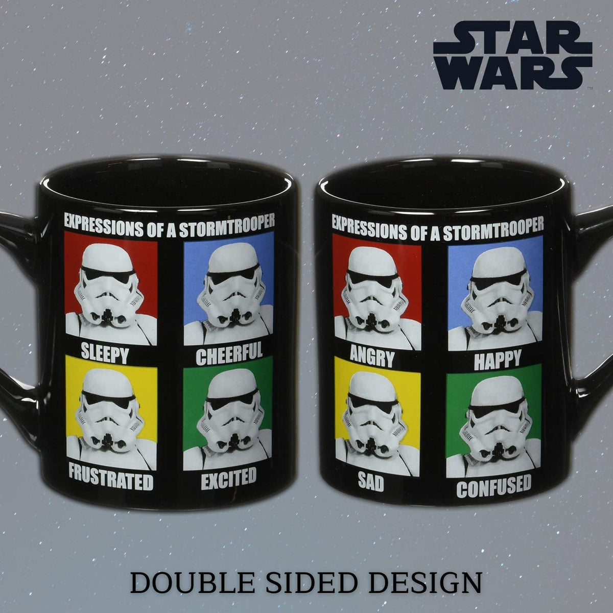 Silver Buffalo Star Wars Stormtrooper Expressions Ceramic Mug, 14 Ounces