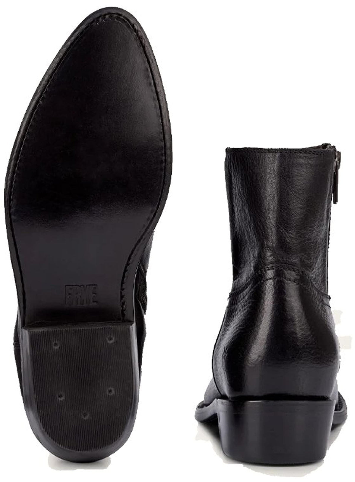 Frye Billy Inside Zip Booties for Women Crafted from Antiqued Pull-Up Leather with Wellington Stitchwork and Piping, Brass Hardware, and Inside Zipper – 5 ¾” Shaft Height, Black - 7.5M