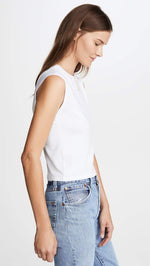 FRAME Women's Le High Rise Muscle Tee, Blanc, White, S