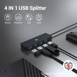 4 in 1 USB Hub, oditton USB 3.0 Hub 5Gbps with USB C Interface, Slimline USB Splitter Adapter for Mac, iMac Pro, Mac Mini/Pro, Surface Pro, Dell, HP and More