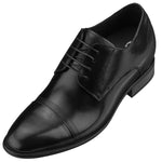 CALTO Men's Invisible Height Increasing Elevator Shoes - Black Premium Leather Lace-up Formal Oxfords - 3 Inches Taller - Y1004 - Size 7 D(M) US