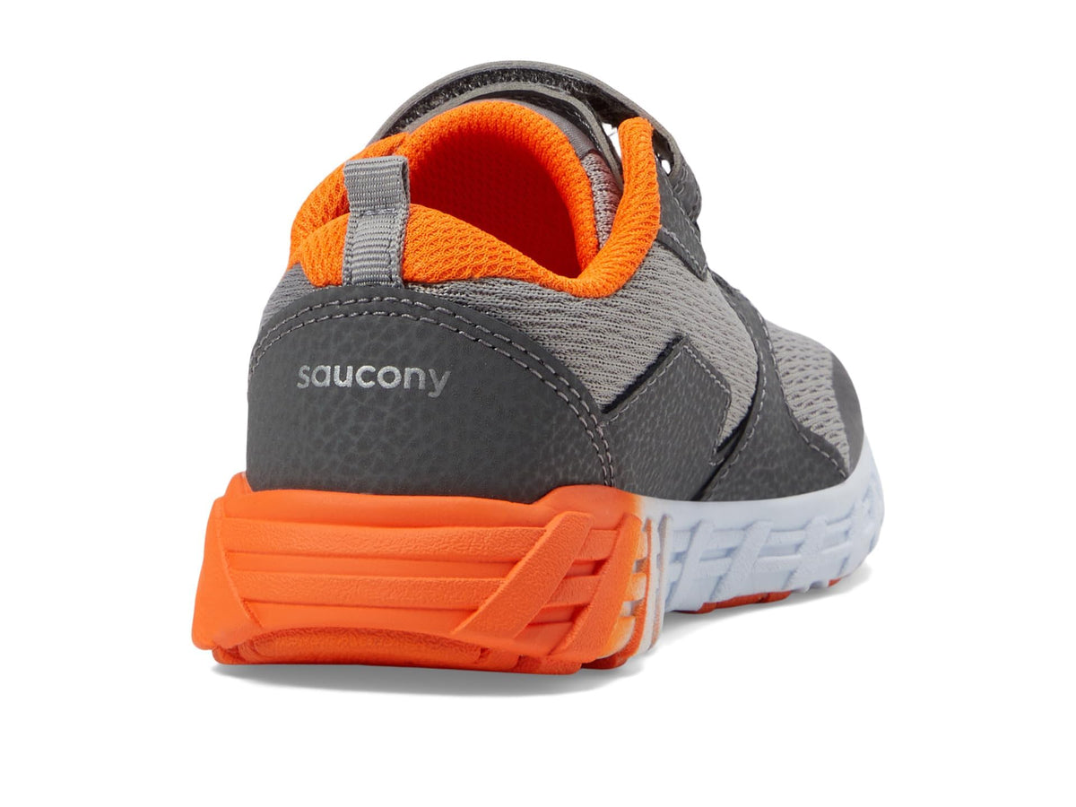 Saucony Wind Alternative Closure 2.0 Sneaker, Grey/Orange, 1 US Unisex Big Kid