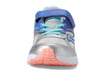 Saucony Cohesion 14 Alternative Closure Running Shoe, SILVER/PERIWINKLE/TURQ, 12.5 Wide US Unisex Big_Kid