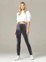 Conceited Velvet Leggings for Women - Soft Warm Velour Pants - Charcoal Grey - Small