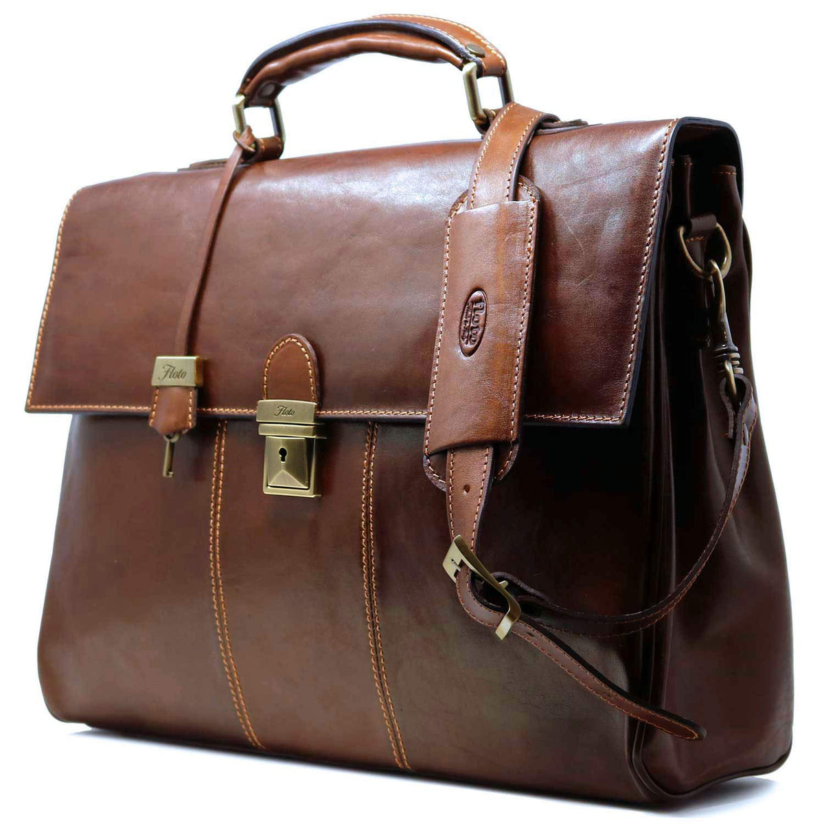 Floto Laptop Messenger Bag Briefcase Venezia in Full Grain Leather