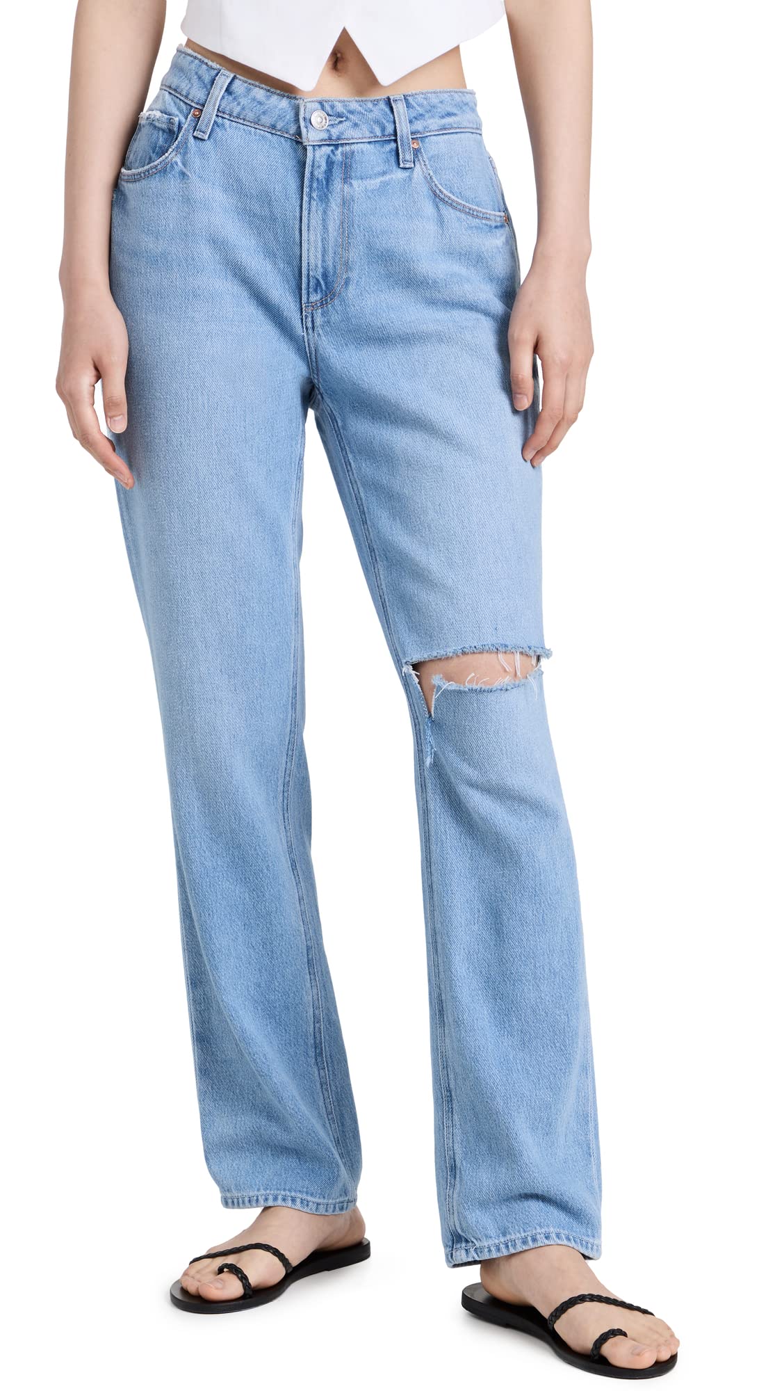 PAIGE Women's Chamomile Destructed Jeans, Chamomile Destructed, Blue, 27