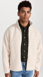 Vince Men's Sherpa JKT, Bone, Off White, XXL