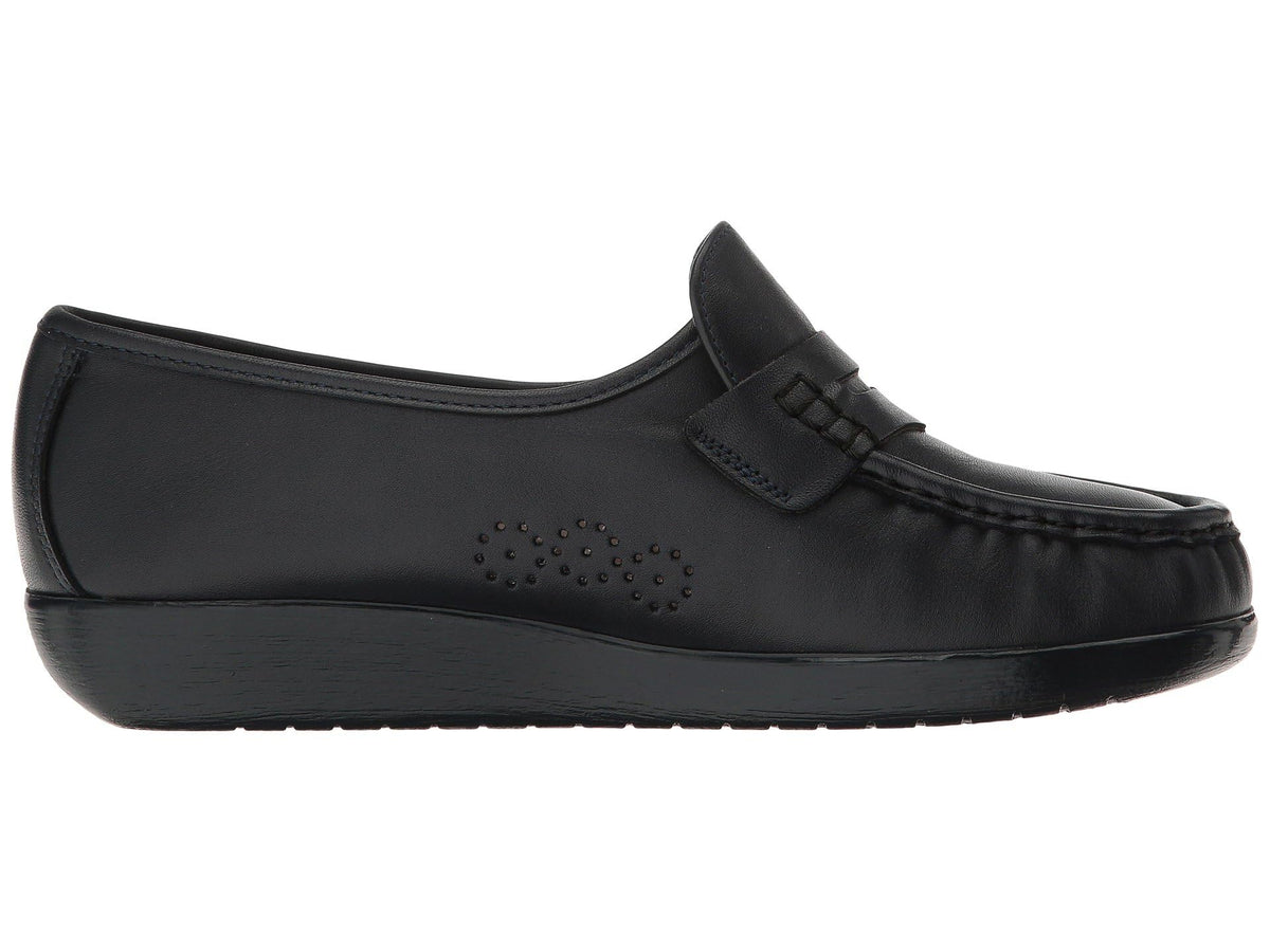 SAS Classic Slip On Comfort Loafer Navy 8.5 W - Wide (C)