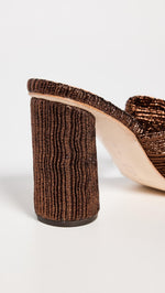 Loeffler Randall Women's Penny Pleated Knot Mules, Mocha, Brown, Metallic, 8 Medium US