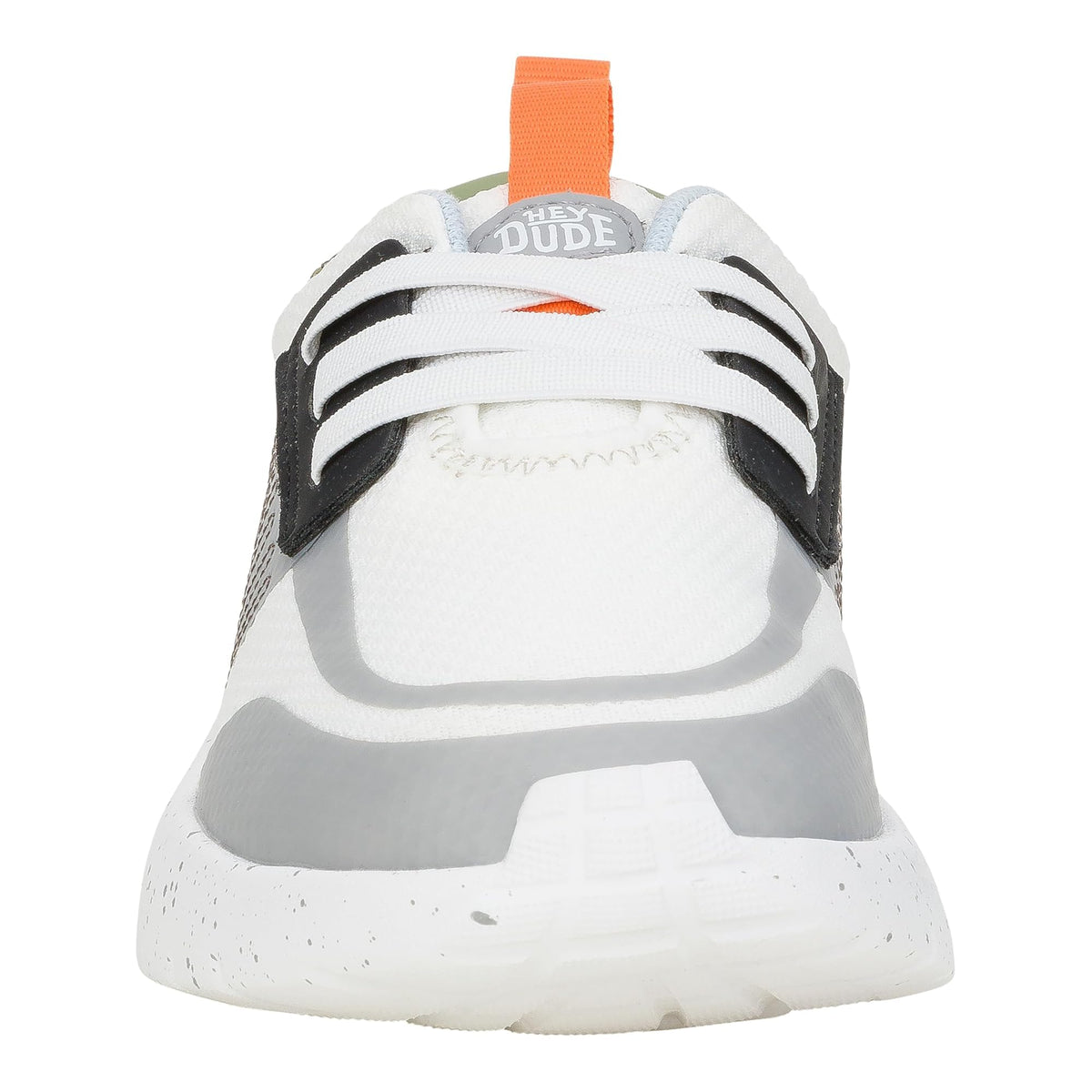 HEYDUDE Men's Kid Sirocco Play Colorblock (Little Kid/Big Kid), White/Grey/Olive, 2 Medium