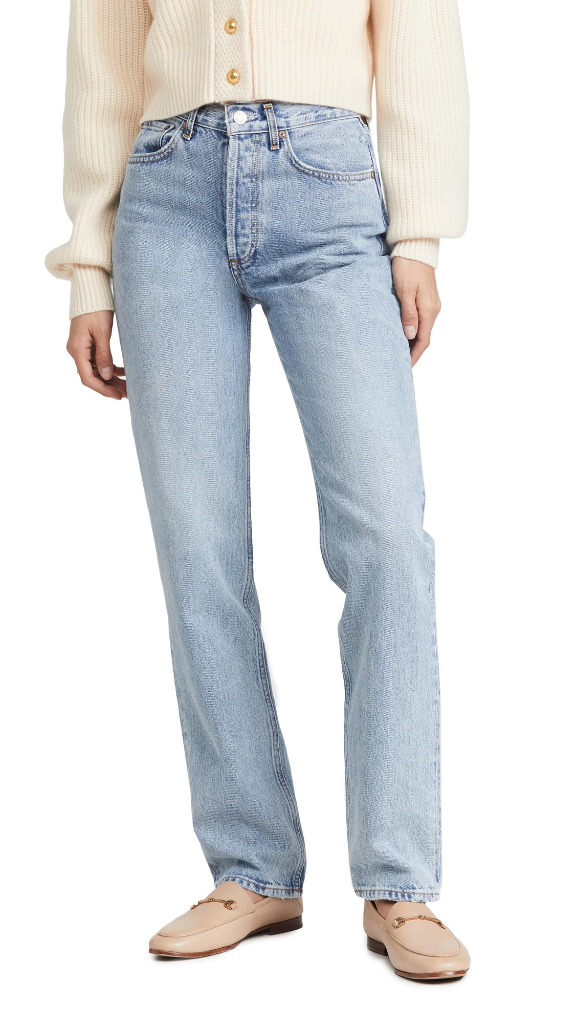 AGOLDE Women's Lana Mid Rise Straight Jeans, Fiction, Blue, 31