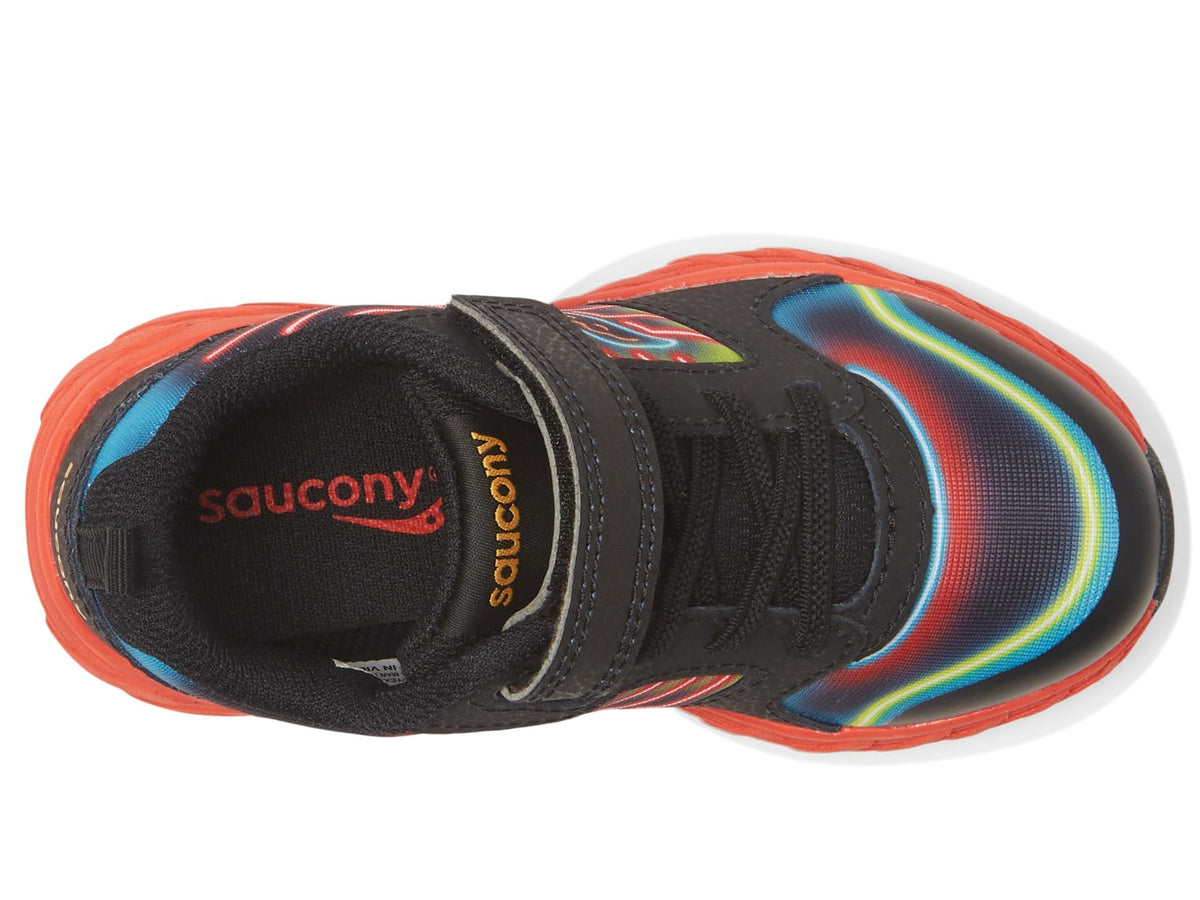 Saucony Wind Alternative Closure Sneaker, NEON/Black/RED, 2.5 US Unisex Big Kid