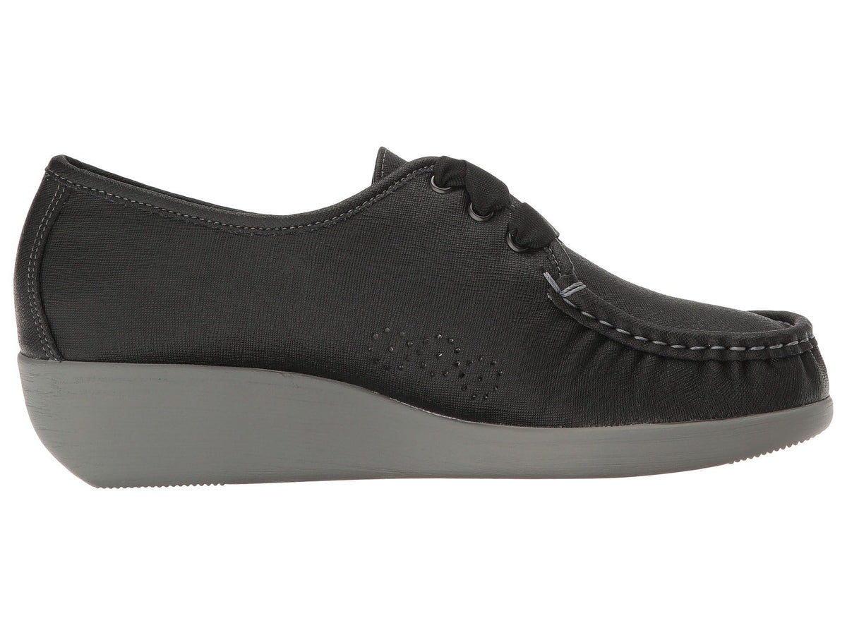 SAS Bounce Comfort Moc Lace-Up Shoes for Women – Leather Upper – Textile Lining – Foot-Shape® Last Construction Raven 7 WW - Double Wide (D)