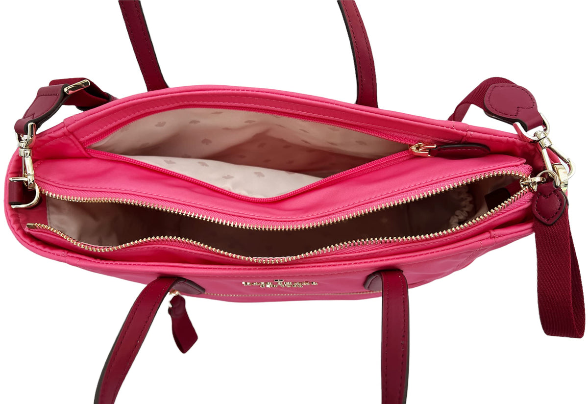 KATE SPADE Chelsea Medium Top Zip Satchel Crossbody Nylon Pink Dahli Multi