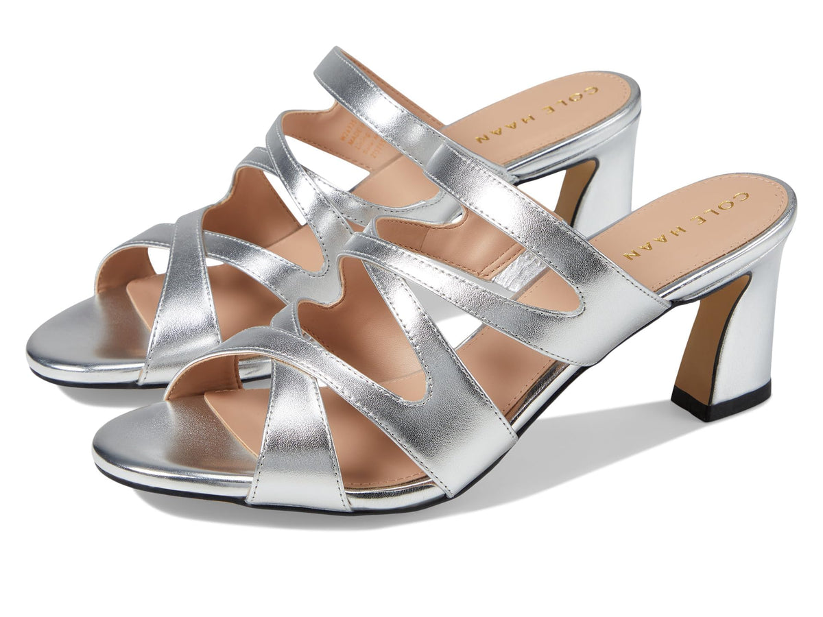 Cole Haan Alyse Heeled Sandal 65 mm Silver Specchio Leather 8 B (M)