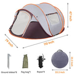 FLYVER Pop up Camping Tents, Upgraded 3-8 Person Double Layer Family Dome Tent, Waterproof Automatic Instant Tent with Doors Windows for Backpacking Hiking Beach