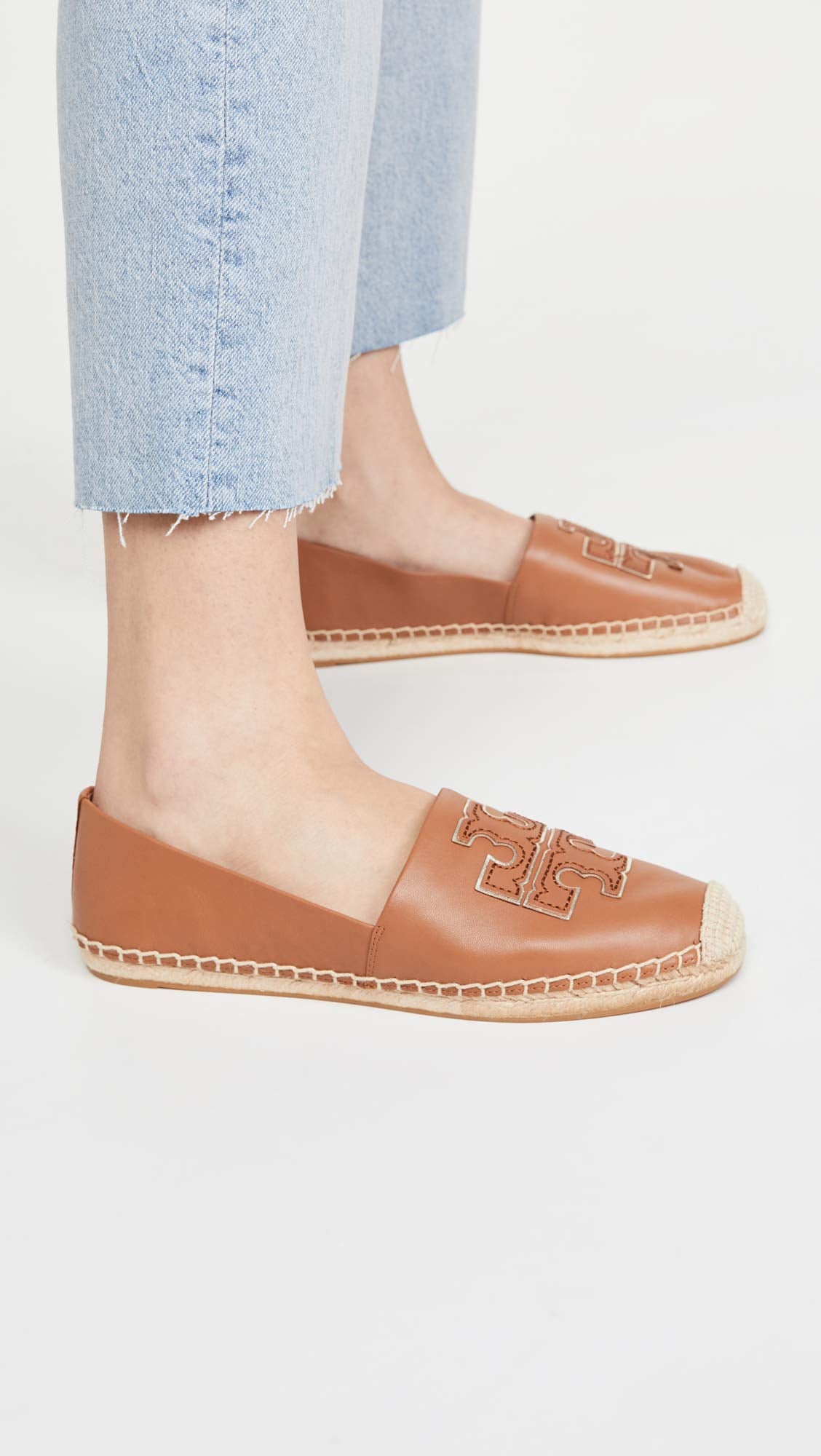 Tory Burch Women's INES Espadrilles 9 Tan Spark Gold