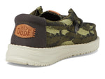 HEYDUDE Boy's Wally-T Fish Camo Olive Size 6 | Youth's Shoes | Youth Slip-on Loafers | Comfortable & Light-Weight