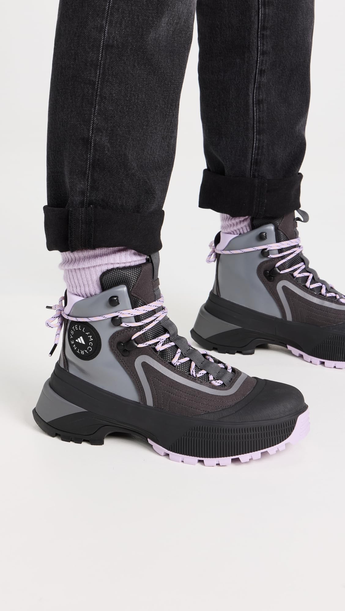 adidas by Stella McCartney Women's ASMC x Terrex Hiking Boots, UtilityBlack/PurpleGlow/Grey, 7.5 Medium US