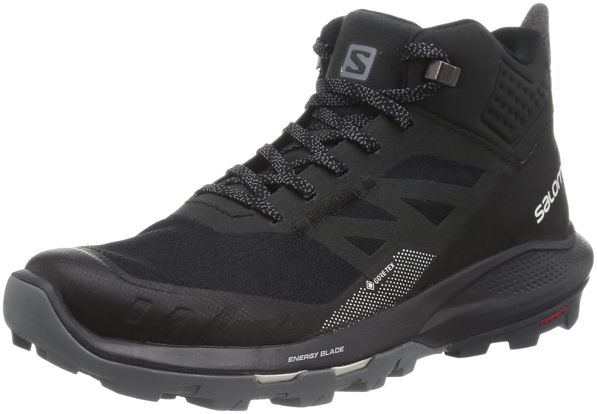 Salomon Men's OUTPULSE Mid Gore-Tex Hiking Boots for Men, Black/Ebony/Vanilla Ice, 8