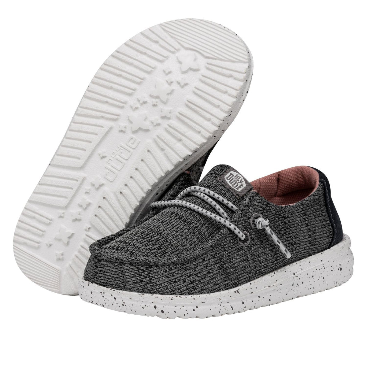 HEYDUDE Girl's Wendy T Sport Mesh Black Size 8 | Youth's Shoes | Youth Slip-on Loafers | Comfortable & Light-Weight