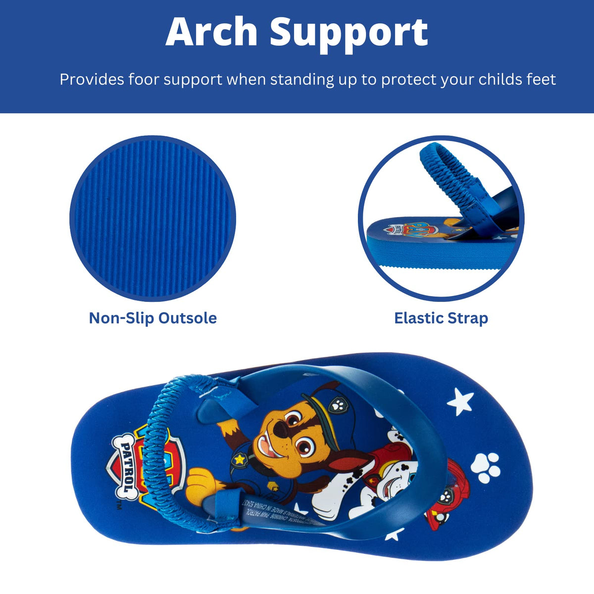 Nickelodeon Girls Boys character flip flops sandals kids water shoes - Paw Patrol Blues Clues Baby Shark - thong beach slides summer slip on quick dry toddler little kid 7-8 Toddler Navy Blue