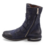 A.S.98 Traver Womens High-Ankle Boots Leather Boots w/Straps & Side Zipper (Midnight - 41EU)