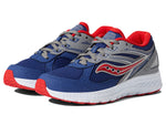 Saucony Cohesion 14 Lace to Toe Running Shoe, Navy/RED, 2.5 Wide US Unisex Big_Kid