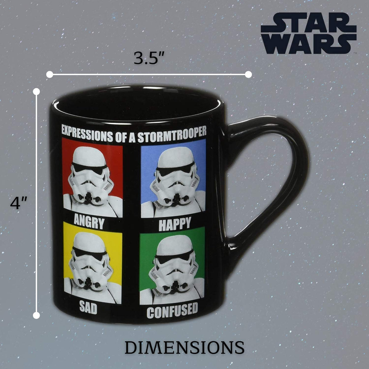Silver Buffalo Star Wars Stormtrooper Expressions Ceramic Mug, 14 Ounces