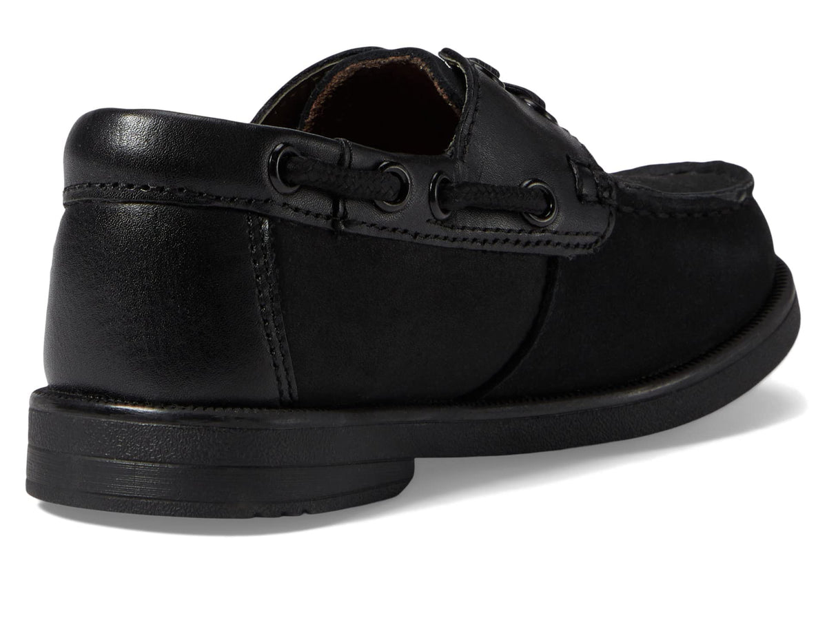 Florsheim Boy's Croquet Jr Moc Toe Boat Shoe (Toddler/Little Kid/Big Kid) Black Nubuck 1 Medium