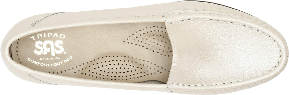 SAS® Simplify Comfort Loafers for Women – Tri-Pad® Comfort System – PU Construction - Supersoft® Pearl Bone 10.5 W - Wide (C)