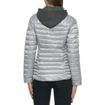GUESS Women's Lightweight Puffer Jacket, Quilted Silver, Large