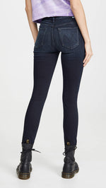 MOTHER Women's High Waisted Looker Ankle Fray Jeans, Last Call, Blue, 29