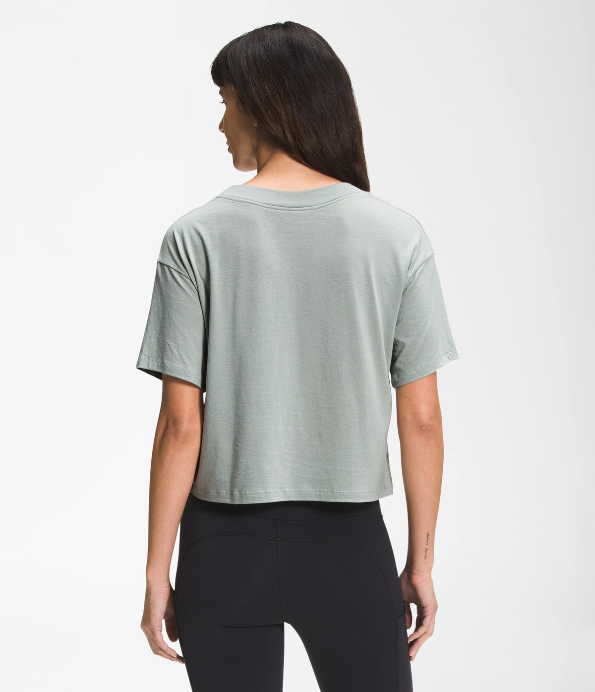 THE NORTH FACE Women's Short Sleeve Half Dome Cropped Tee, Wrought Iron, X-Large
