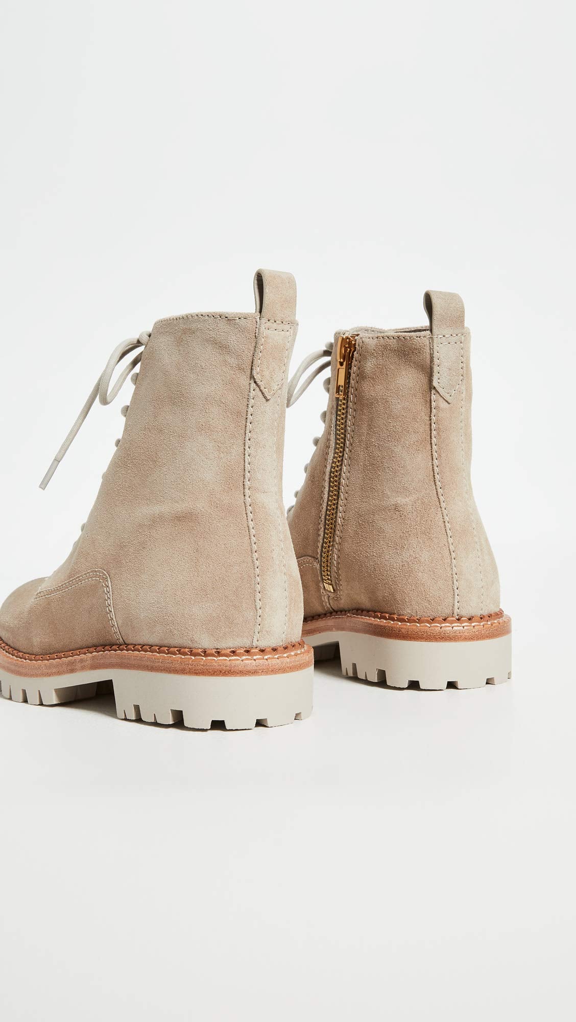 Vince Women's Cabria Lug Sole Boots, Cobblestone, Tan, 6 Medium US