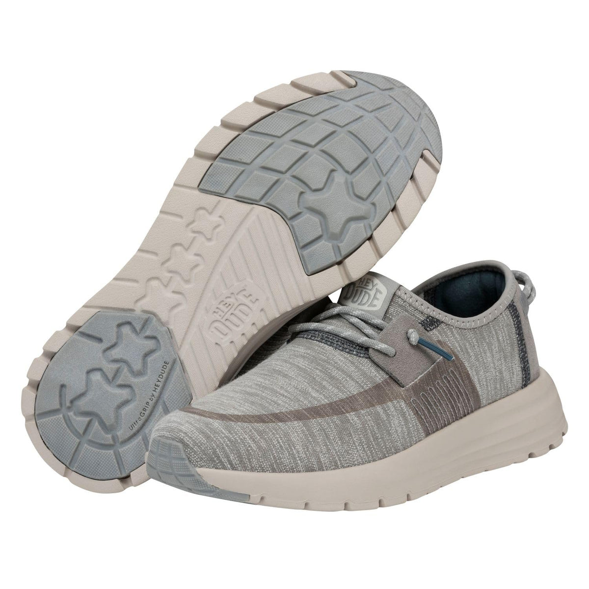 HEYDUDE Sirocco Dual Knit Light Grey Size 9 | Men's Shoes | Men's Casual Sneakers | Comfortable & Light-Weight