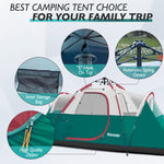 Mansader 6 Person Family Camping Tent,Waterproof Windproof with Top Rainfly,Easy Set Up,Pop Up Tent for Outdoor Camping Hiking Travel (Green)