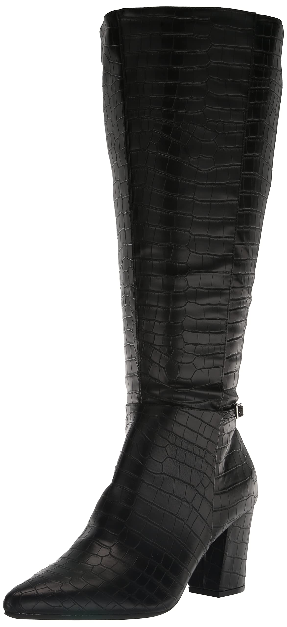 LifeStride womens Stratford-wc Knee High Boot, Black Croco, 8.5 Wide US