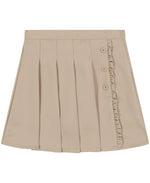 Nautica Girl's School Uniform Pleated Pull-on Scooter Skirt With Undershorts, Knit Waistband, Khaki Ruffle, 16