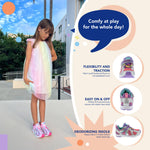 TSUKIHOSHI 3584 Rainbow Strap-Closure Machine-Washable Child Sneaker Shoe with Wide Toe Box and Slip-Resistant, Non-Marking Outsole - Silver/Lavender, 13.5 Little Kid (4-8 Years)