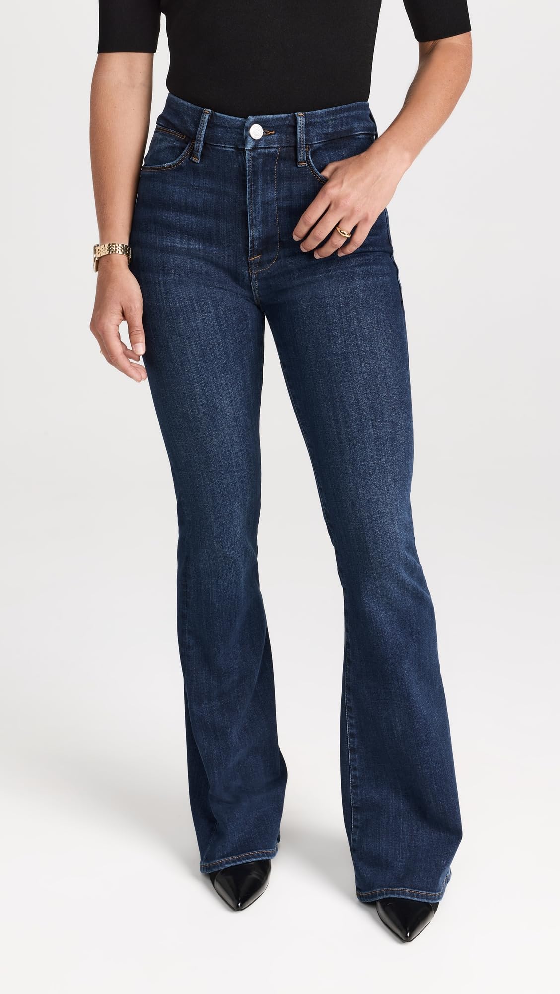 FRAME Women's Petite Le Pixie Super High Flare Jeans, Majesty, Blue, 25