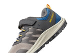 Merrell® Nova 3 Kids Shoes – Ideal for Little and Big Kids – Synthetic Upper – Bungee Lace Closure – Round Toe Grey/Blue/Gold 1.5 Little Kid M