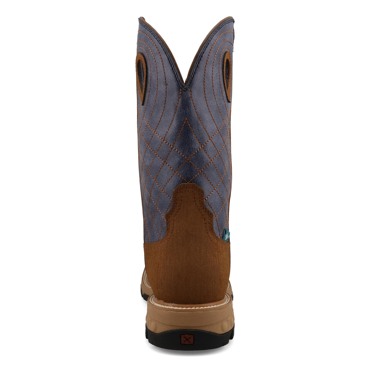 Twisted X Men's 12" Western Work Boot, Square Toe with CellStretch, Clay & Peacock, 10 D