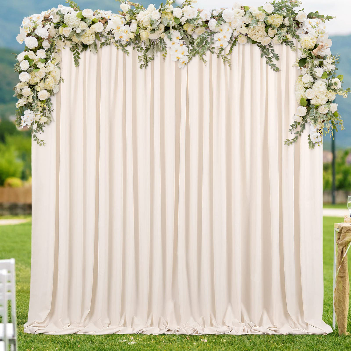10ftx8ft Backdrop Curtains Polyester Backdrop Curtain Ivory Backdrop Drapes for Cloth Ceremony Fall Wedding Backdrop Fabric 2 Packs 5ftx8ft Christmas Decoration