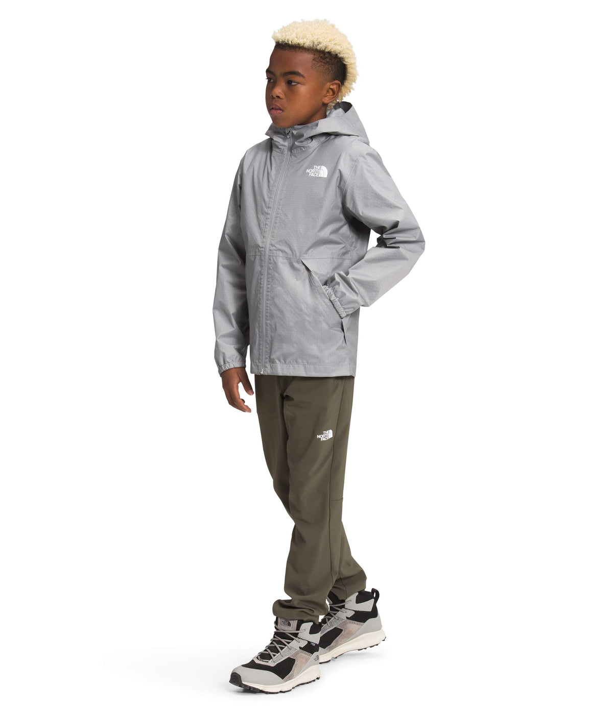 THE NORTH FACE Boy's Zipline Rain Jacket (Little Kids/Big Kids) Meld Grey MD (10-12 Big Kids)