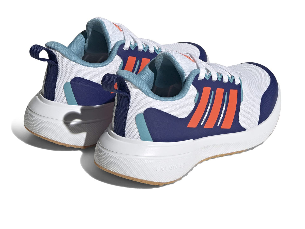 adidas® Kids Fortarun 2.0 Running Shoes – Ideal for Play and Walk – Textile Construction – Round Toe White/Solar Red/Victory Blue 3.5 Big Kid M