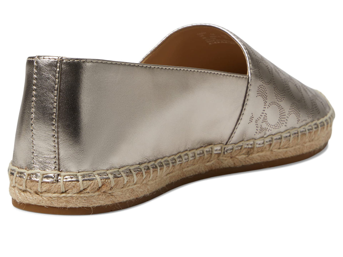 Coach Carley Metallic Leather Espadrille Platinum Champagne 9 B (M)