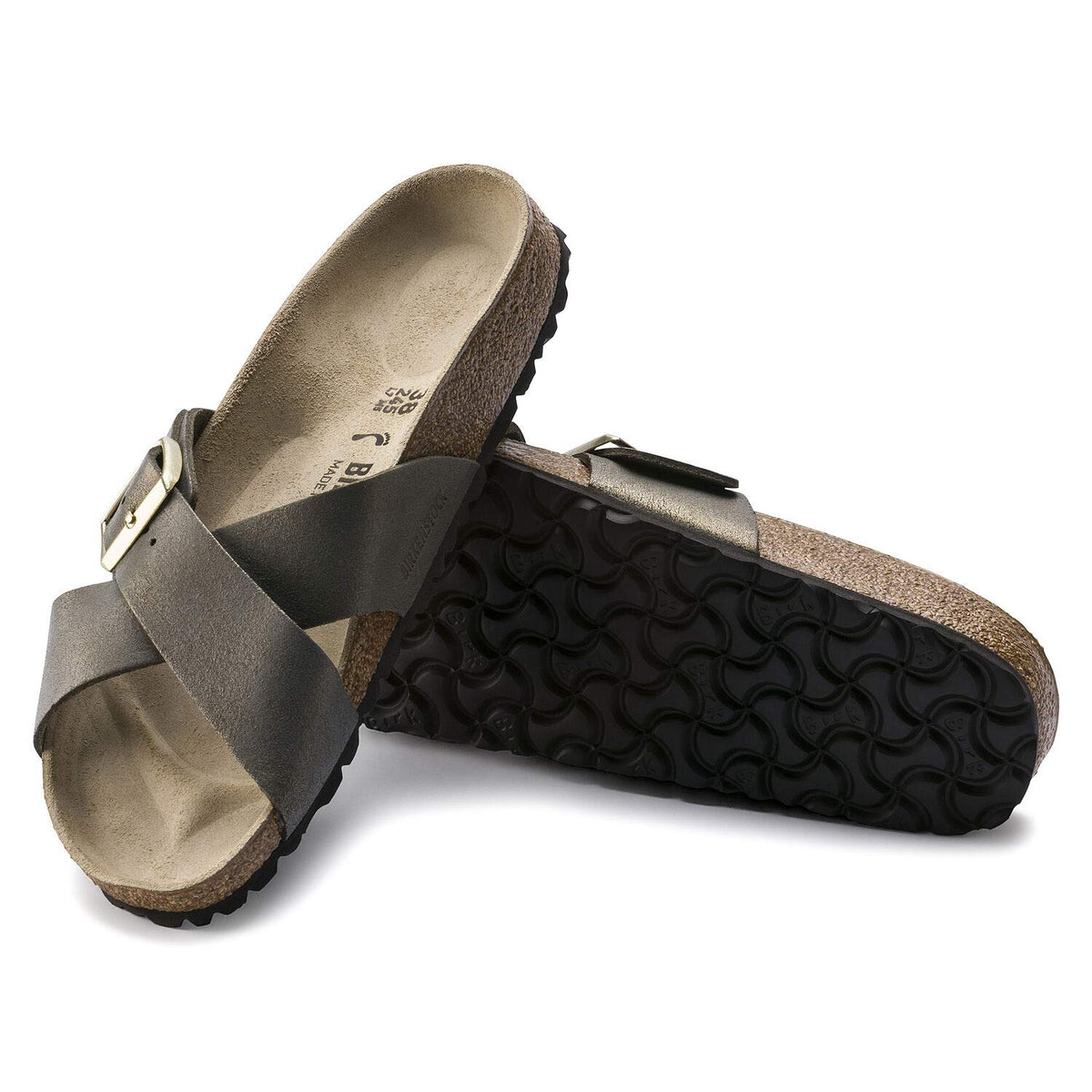 Birkenstock Siena Ladies Washed Metallic Stone Gold Sandals 38